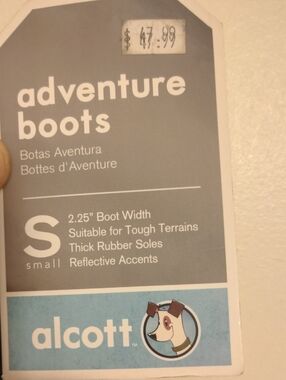Alcott adventure boots tag - blue and gray